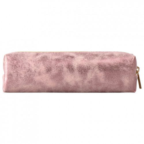 Пенал-косметичка BRAUBERG, экокожа, Luxury, с эффектом позолоты, розовый, 21х5х6 см, 228997