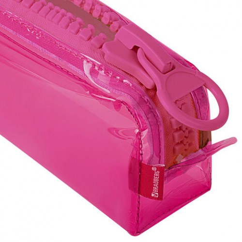 Пенал BRAUBERG с объемной тракторной молнией, 1 отделение, ПВХ, 22х8х6,5 см, Ultra pink, 272340
