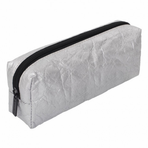 Пенал-косметичка BRAUBERG TYVEK, крафт-текстиль, серебристый, 21х5х8 см, 270044
