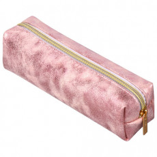 Пенал-косметичка BRAUBERG, экокожа, Luxury, с эффектом позолоты, розовый, 21х5х6 см, 228997