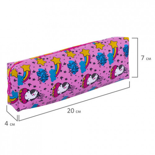 Пенал-косметичка ПИФАГОР, мягкий, UNICORN, прямоугольный, 20х7х4 см, 229265