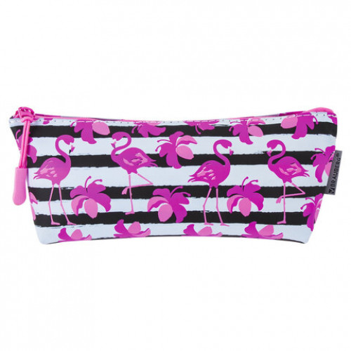 Пенал-косметичка BRAUBERG треугольный, мягкий, Flamingo, 22х3х8 см, 229254