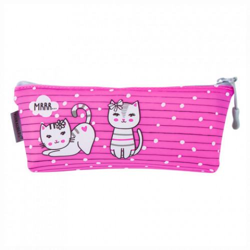 Пенал-косметичка BRAUBERG треугольный, мягкий, Kittens, 22х3х8 см, 229255