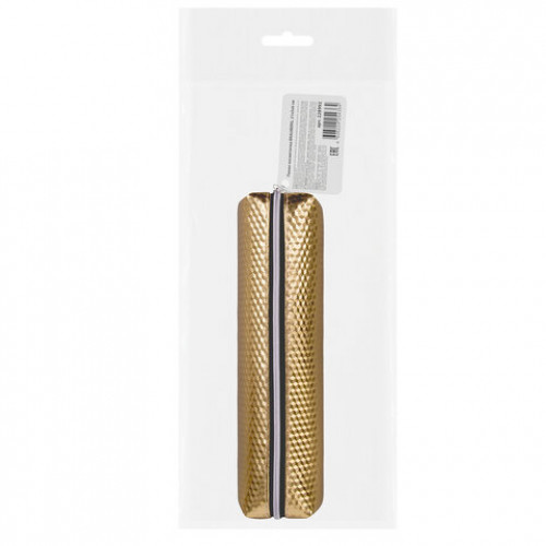 Пенал-косметичка BRAUBERG, глянцевый, мягкий, Celebrity Gold, 21х5х6 см, 228992