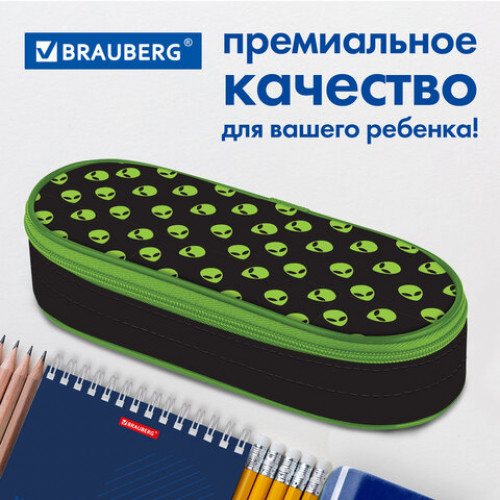 Пенал-футляр BRAUBERG, 1 отделение, органайзер, полиэстер, 22x9x5 см, Alienation, 271586