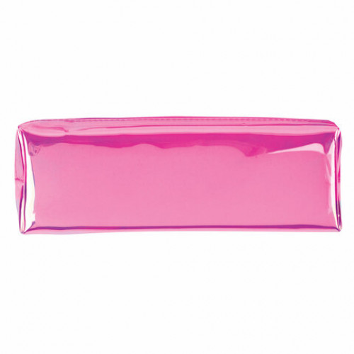 Пенал-косметичка ЮНЛАНДИЯ, мягкий, полупрозрачный Glossy, розовый, 20х5х6 см, 228984