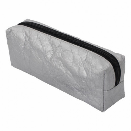 Пенал-косметичка BRAUBERG TYVEK, крафт-текстиль, серебристый, 21х5х8 см, 270044