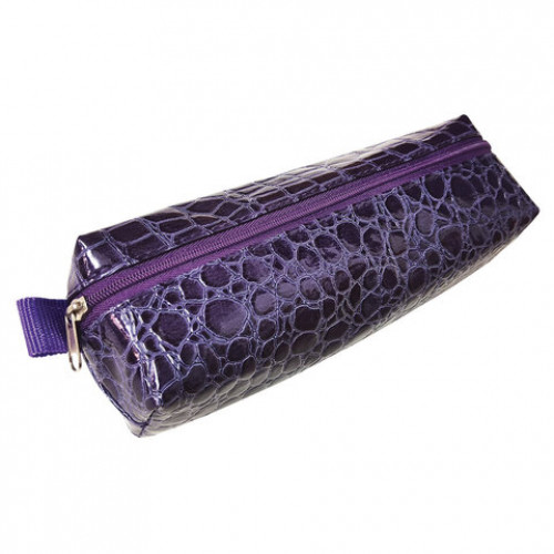 Пенал-косметичка BRAUBERG, крокодиловая кожа, 20х6х4 см, Ultra purple, 270848