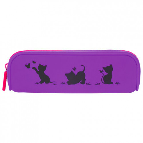Пенал-косметичка BRAUBERG, силикон, Kittens, 20х5х6 см, 229028