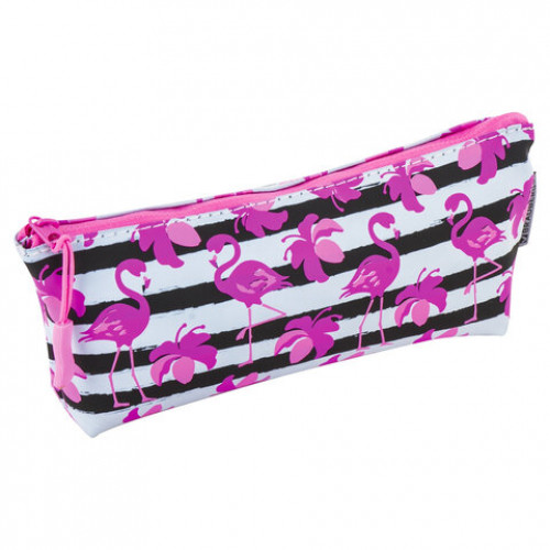 Пенал-косметичка BRAUBERG треугольный, мягкий, Flamingo, 22х3х8 см, 229254