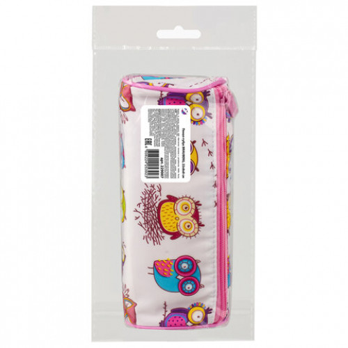 Пенал-тубус BRAUBERG, с эффектом Soft Touch, мягкий, Owls, 22х8 см, 229007