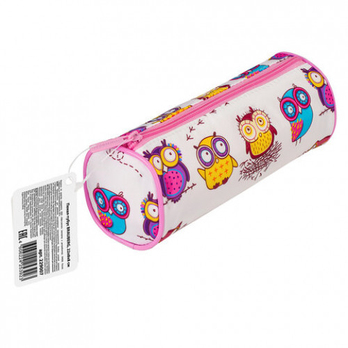 Пенал-тубус BRAUBERG, с эффектом Soft Touch, мягкий, Owls, 22х8 см, 229007