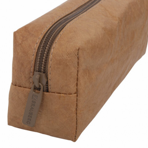 Пенал-косметичка BRAUBERG TYVEK, крафт-текстиль, песочный, 21х5х8 см, 270046