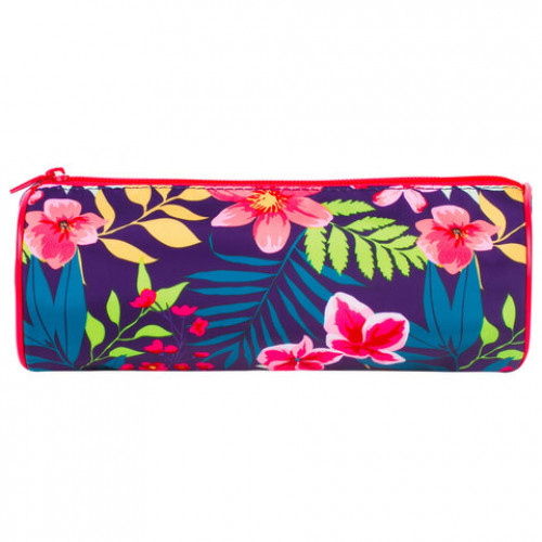 Пенал-тубус BRAUBERG, с эффектом Soft Touch, мягкий, Flower, 22х8 см, 229015