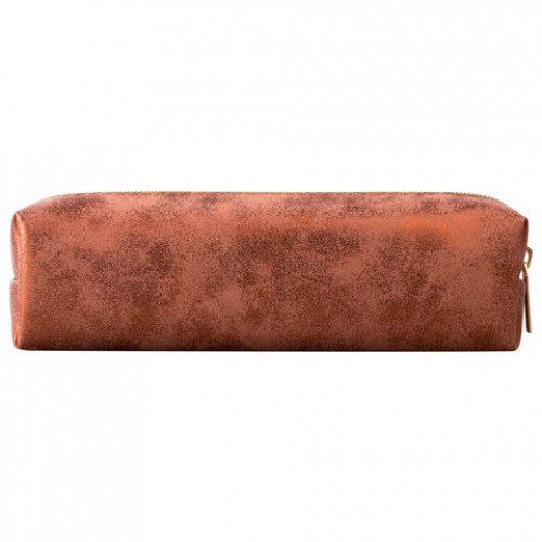 Пенал-косметичка BRAUBERG, экокожа, Luxury, с эффектом позолоты, бронзовый, 21х5х6 см, 228996