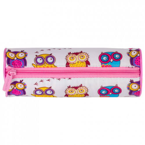 Пенал-тубус BRAUBERG, с эффектом Soft Touch, мягкий, Owls, 22х8 см, 229007