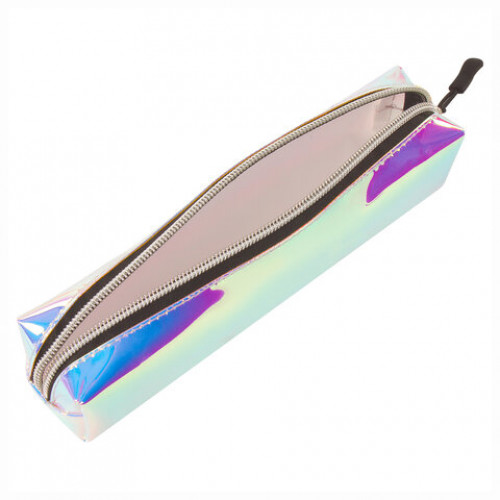 Пенал-косметичка BRAUBERG прямоугольный, зеркальный, мягкий, Pearl, 21х5х5 см, 229248