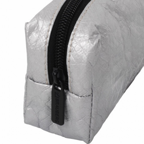 Пенал-косметичка BRAUBERG TYVEK, крафт-текстиль, серебристый, 21х5х8 см, 270044