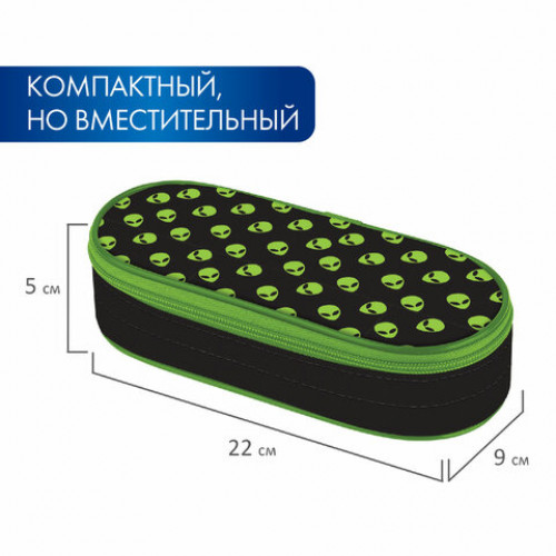 Пенал-футляр BRAUBERG, 1 отделение, органайзер, полиэстер, 22x9x5 см, Alienation, 271586