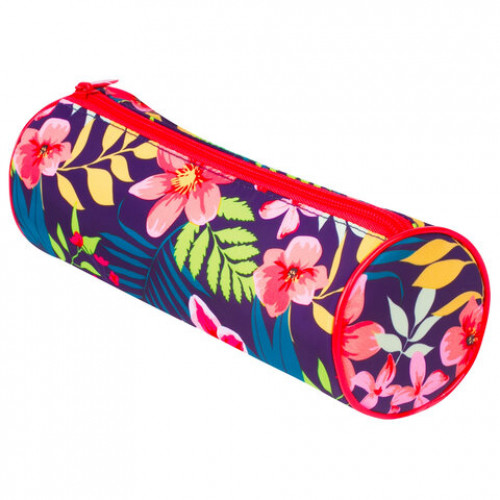 Пенал-тубус BRAUBERG, с эффектом Soft Touch, мягкий, Flower, 22х8 см, 229015
