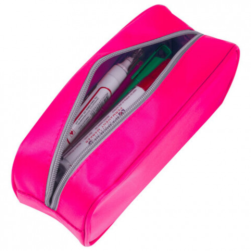 Пенал-косметичка BRAUBERG, мягкий, KING SIZE NEON PINK, 20х8х9 см, 229019