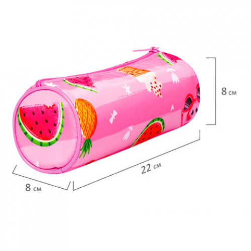 Пенал-тубус BRAUBERG, с эффектом Soft Touch, мягкий, Watermelon, 22х8 см, 229009