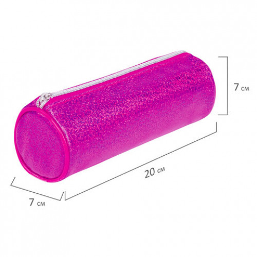 Пенал-тубус BRAUBERG, мягкий, Glitter Pink, 20х7х7 см, 229017