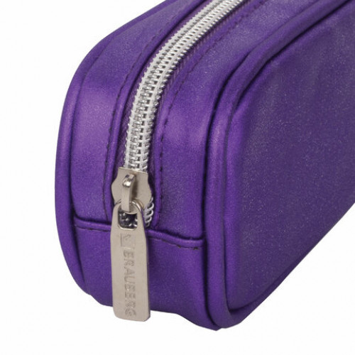 Пенал-косметичка BRAUBERG SPARKLE на молнии, мягкий, фиолетовый, 22х4х7 см, 270049