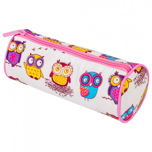 Пенал-тубус BRAUBERG, с эффектом Soft Touch, мягкий, Owls, 22х8 см, 229007