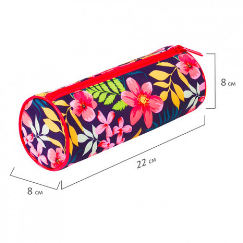 Пенал-тубус BRAUBERG, с эффектом Soft Touch, мягкий, Flower, 22х8 см, 229015