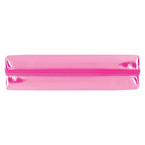 Пенал-косметичка ЮНЛАНДИЯ, мягкий, полупрозрачный Glossy, розовый, 20х5х6 см, 228984