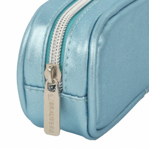 Пенал-косметичка BRAUBERG SPARKLE на молнии, мягкий, голубой, 22х4х7 см, 270051