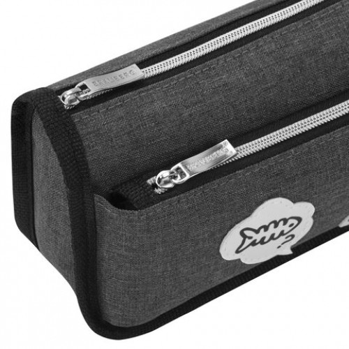 Пенал мягкий BRAUBERG, 2 отделения, полиэстер, Little catcher, серый, 21х9х6 см, 274611