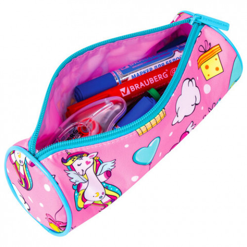 Пенал-тубус BRAUBERG, с эффектом Soft Touch, мягкий, Unicorn, 22х8 см, 229011