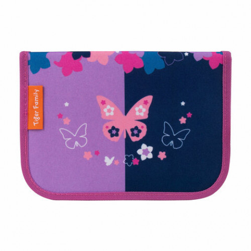 Пенал TIGER FAMILY с наполнением, 1 отделение, 16 предметов, Butterfly Mistery, 20х14х4 см, 270232