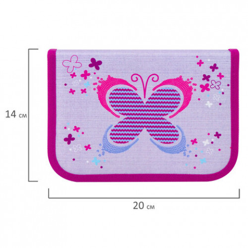 Пенал TIGER FAMILY с наполнением, 1 отделение, откидная планка, 23 предмета, Playful Butterfly, 20х14х4 см, 228902, TGNQ-061C1