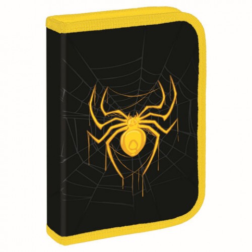 Пенал BRAUBERG с наполнением, 1 отделение, 1 откидная планка, 24 предмета, 21х14 см, Venomous spider, 271526