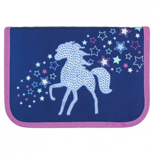 Пенал TIGER FAMILY с наполнением, 1 отделение, откидная планка, 23 предмета, Rainbow Horse, 20х14х4 см, 228919, TGET-016C1
