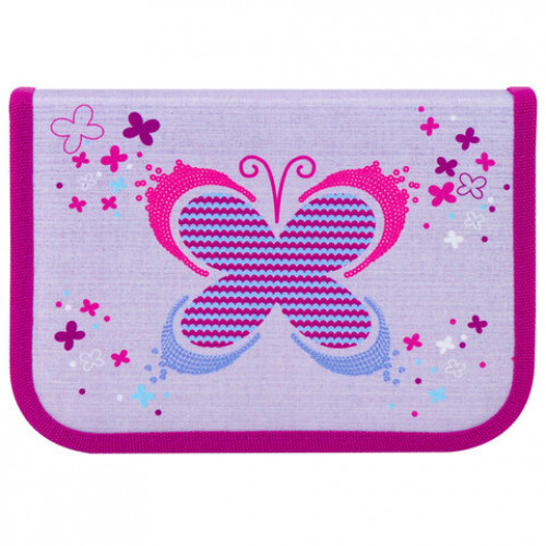 Пенал TIGER FAMILY с наполнением, 1 отделение, откидная планка, 23 предмета, Playful Butterfly, 20х14х4 см, 228902, TGNQ-061C1