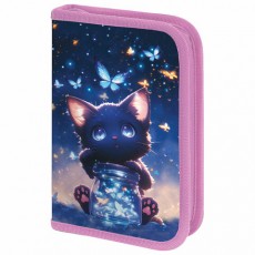 Пенал BRAUBERG с наполнением, 1 отделение, 1 откидная планка, 24 предмета, 21х14 см, Night catcher, 273530