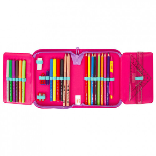 Пенал TIGER FAMILY с наполнением, 1 отделение, 2 откидные планки, 31 предмет, Rainbow Sorbet, 20х14х4 см, 228947, TGRW-011C1