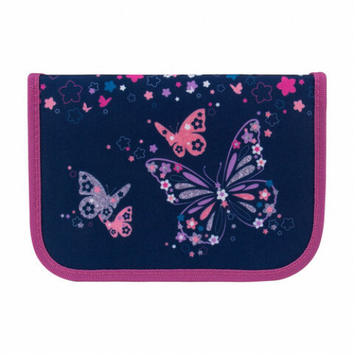 Пенал TIGER FAMILY с наполнением, 1 отделение, 16 предметов, Butterfly Mistery, 20х14х4 см, 270232