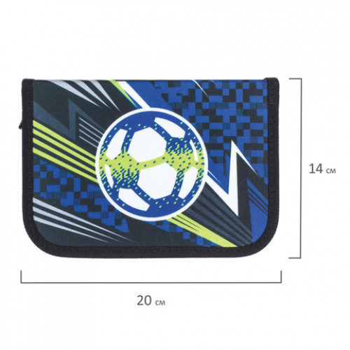 Пенал TIGER FAMILY с наполнением, 1 отделение, откидная планка, 23 предмета, Striking Football, 20х14х4 см, 228921, TGET-017C1