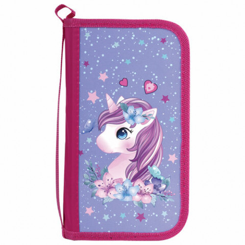 Пенал ПИФАГОР, 3 отделения, ламинированный картон, 19х11 см, Dreamy unicorn, 270891