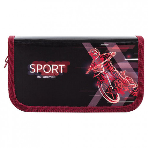 Пенал ПИФАГОР, 2 отделения, ламинированный картон, 19х11 см, Sport motorcycle, 270171