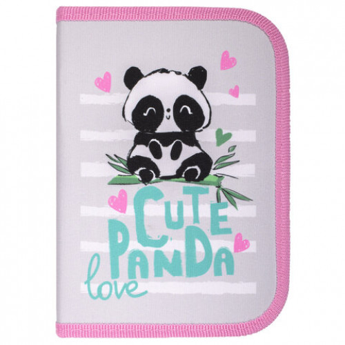 Пенал ПИФАГОР, 1 отделение, ткань, 19x13 см, Cute Panda, 270357