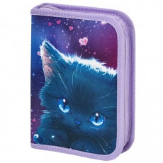 Пенал BRAUBERG, 1 отделение, 1 откидная планка, полиэстер, 21х14 см, Anime cat, 272322 Пенал BRAUBERG, 1 отделение, 1 откидная планка, полиэстер, 21х14 см, Anime cat, 272322