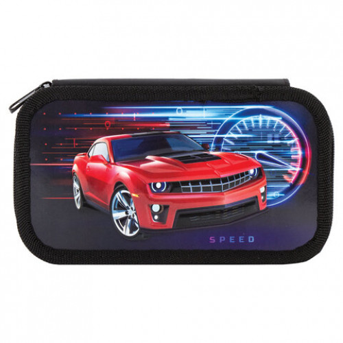 Пенал ЮНЛАНДИЯ, 2 отделения, ламинированный картон, конгрев, 19х11 см, Red Car, 270176