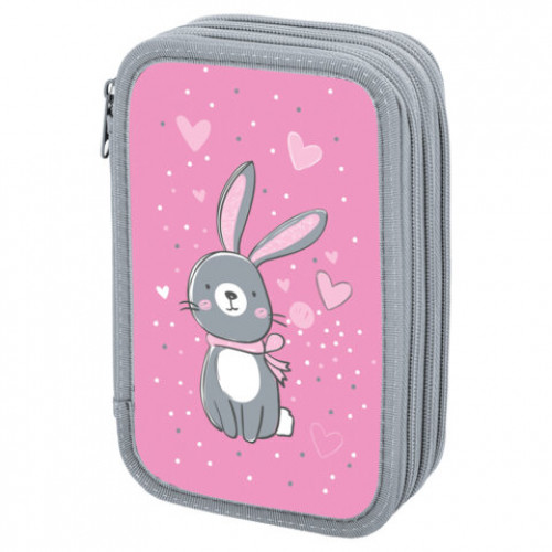 Пенал ПИФАГОР, 3 отделения, ламинированный картон, 19х11 см, Adorable bunny, 270892