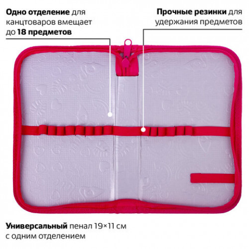 Пенал ПИФАГОР, 1 отделение, ламинированный картон, 19х11 см, OWL PRINCESS, 229150